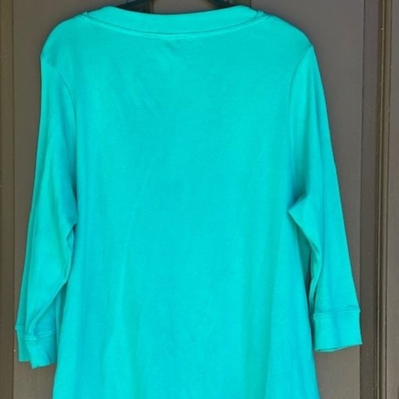 Casual Bleu Bayou top 3/4 sleeve Turquoise/Green - Picture 4 of 4